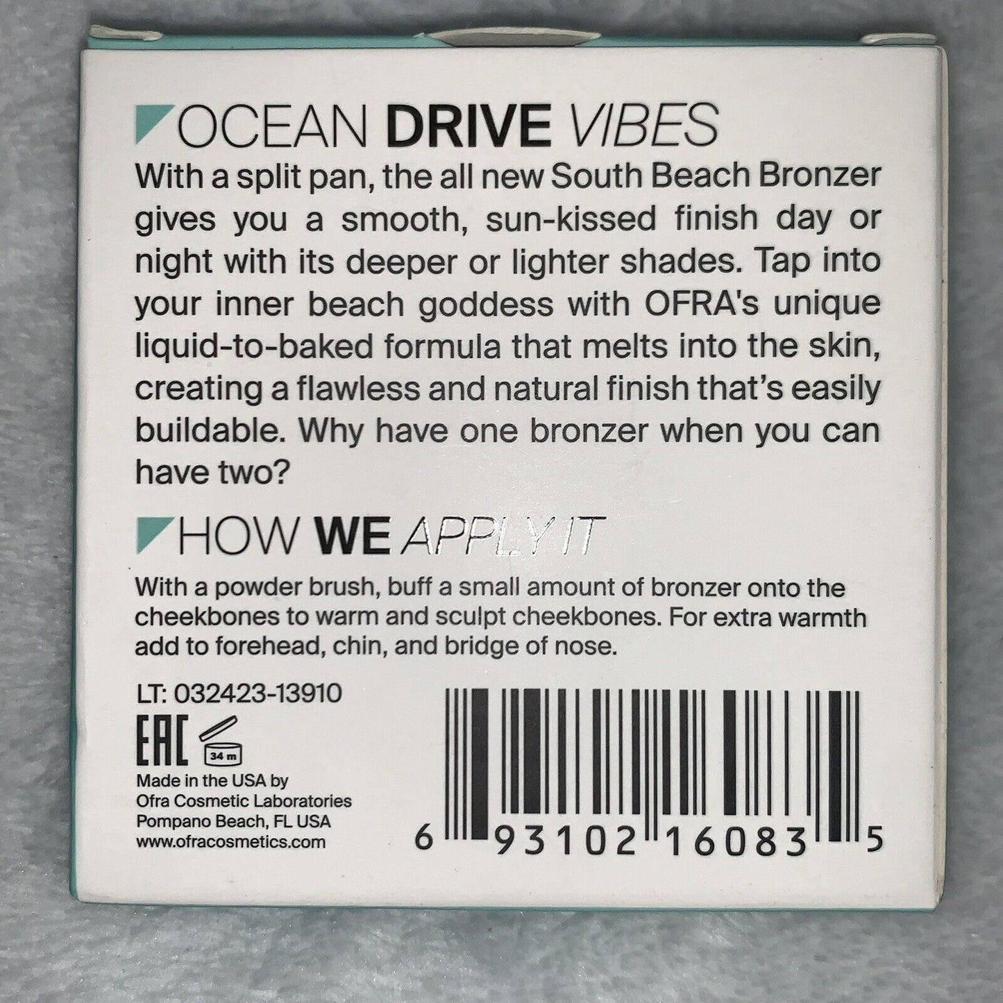 OFRA South Beach Bronzer 7g, Full Size NEW In Box $35 MRSP $35