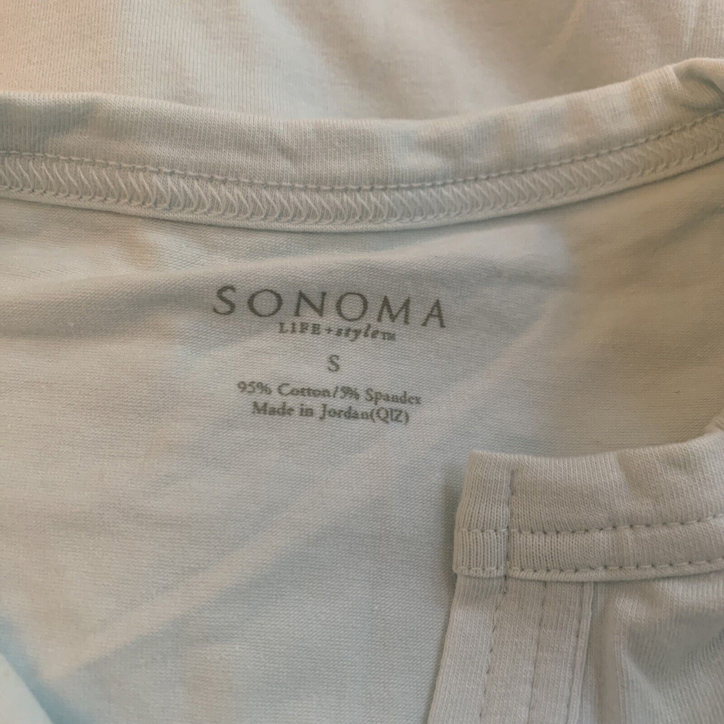 Sonoma Size Small Shirt Short Sleeve Button Neck Aqua Blue Soft Stretchy NWT