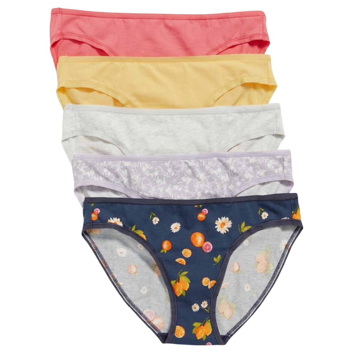 5-Pack Mid-Rise Bikini Panties Cotton Spandex Underwear Lot of 5 NWT