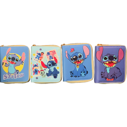 Stitch 4" Faux Leather Wallet Zipper Coin Pocket Credit Card Slot New