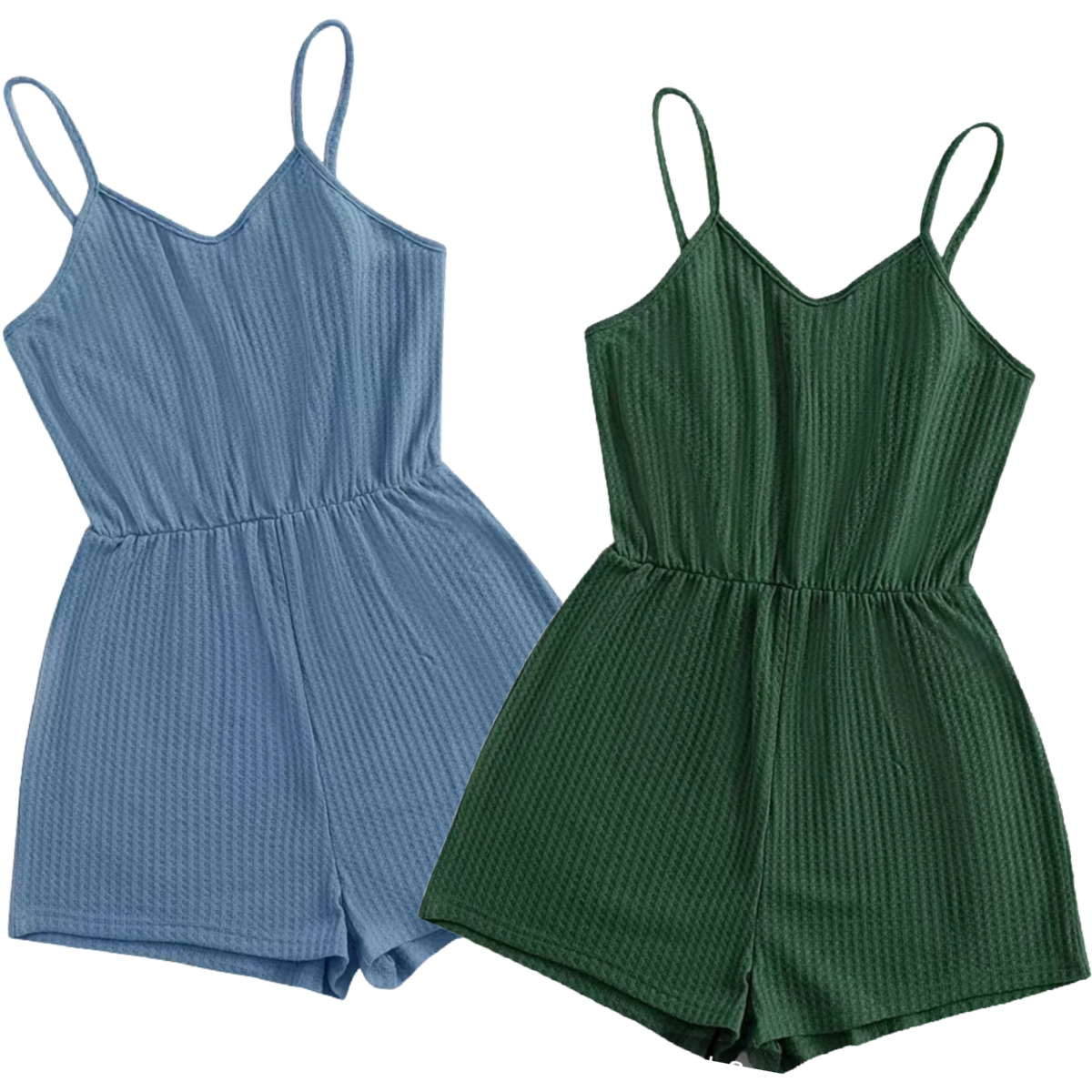 Romper Cami Sleeveless Waffle Knit Adjustable Spaghetti Strap Stretch NEW