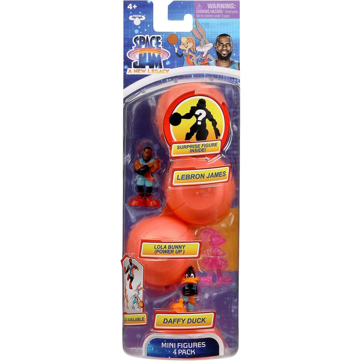 Space Jam A New Legacy Figures Lebron, Daffy Duck, Lola Bunny & 1 Mystery 4 Pack