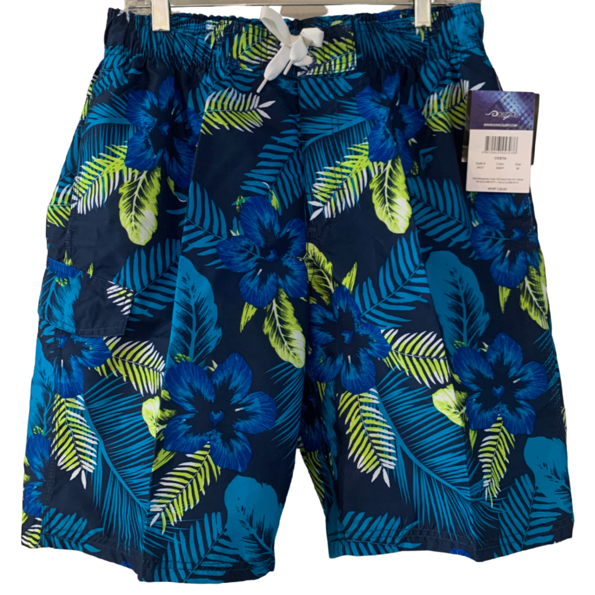 Kanu Surf Board Shorts Swim Trunks Size Medium Tropical Pockets Brief Lining NWT