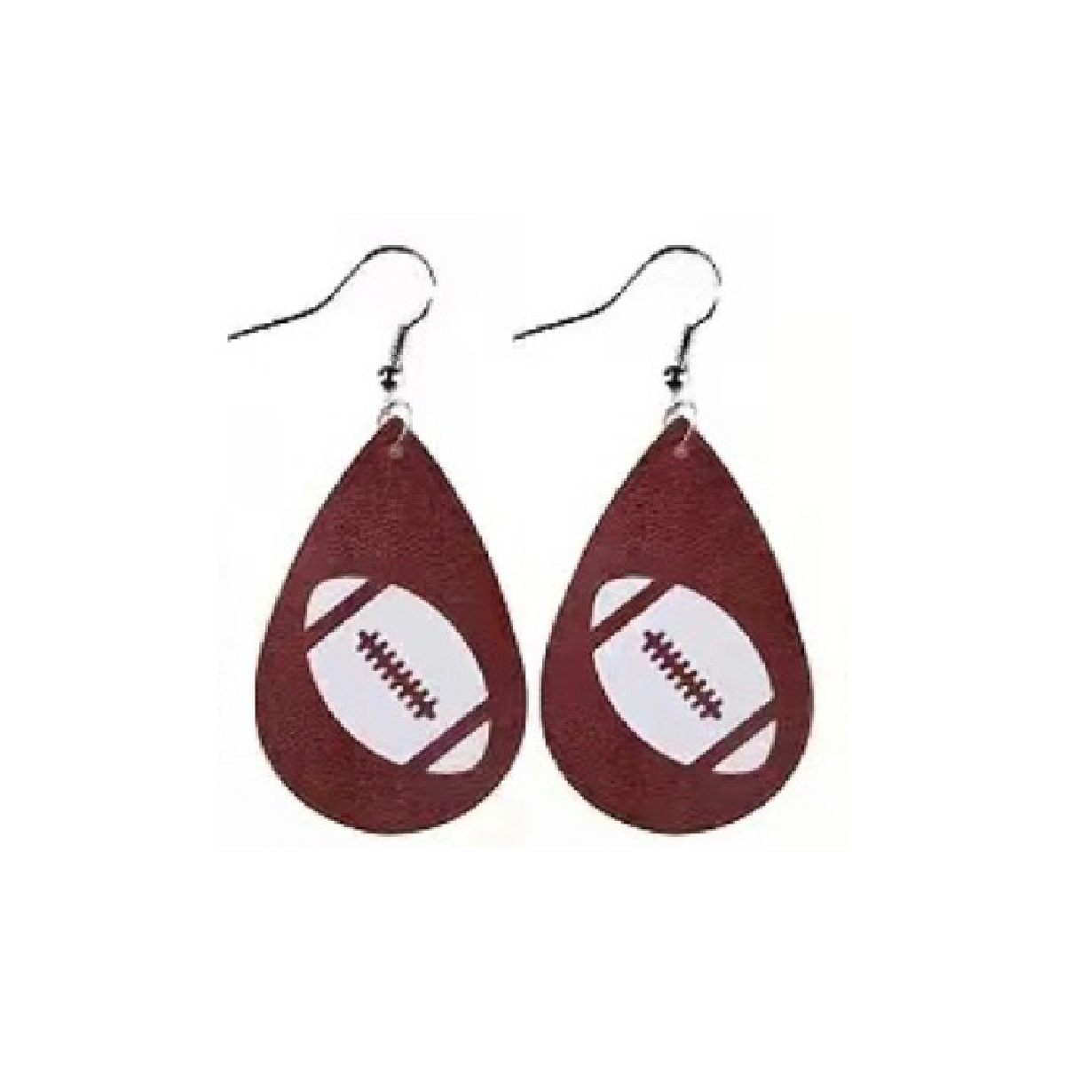 Football Rugby Faux Leather Dangle Earrings Sporty Team Support NEW