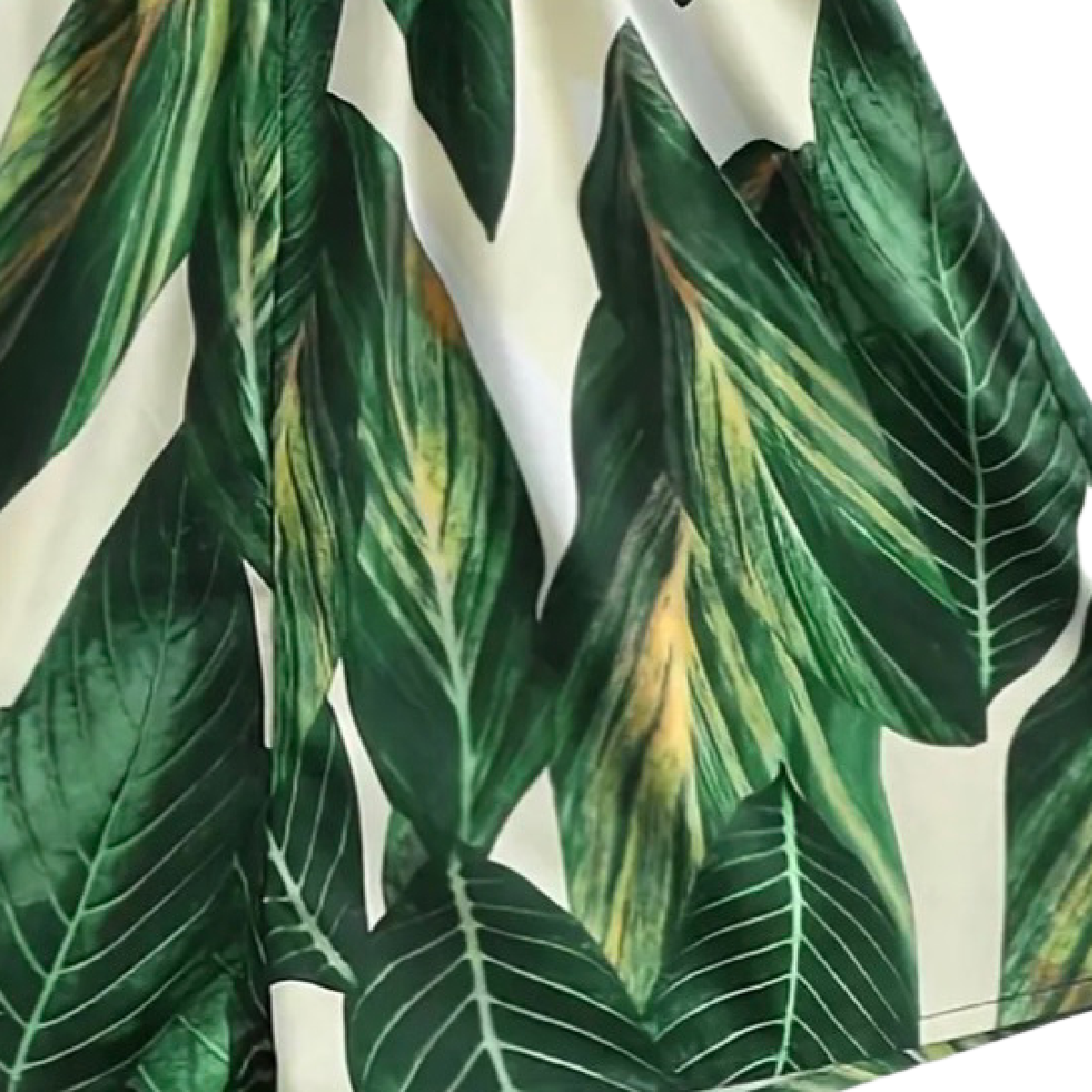 Tropical Green Leaves Romper Jumpsuit Size XL / 12 V-Neck Adjustable Strap NEW