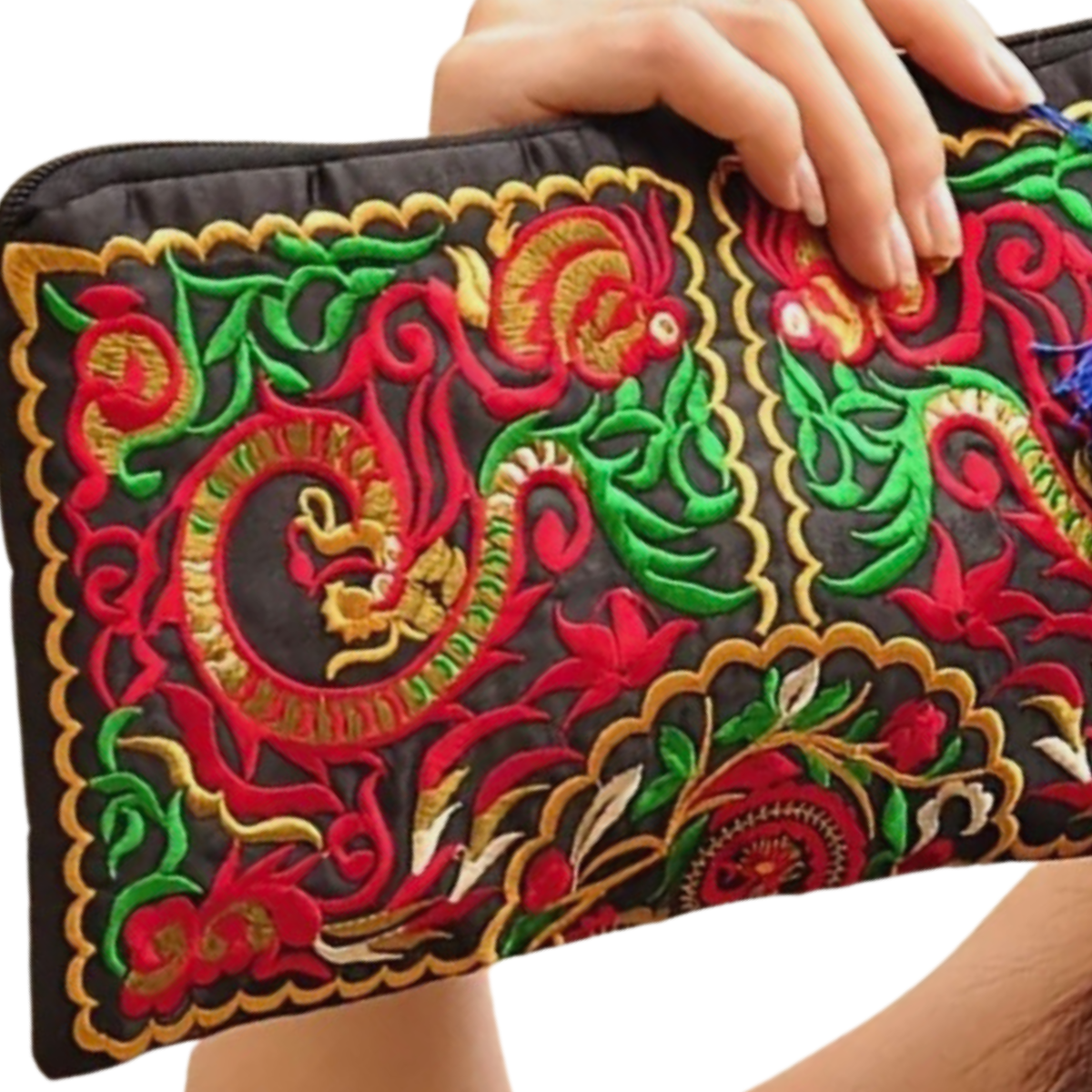 Retro Floral Embroidery Ethnic Style Strap Purse Phone Clutches Handbag NEW