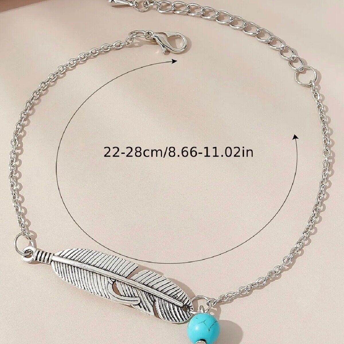 Boho Beach Zinc Alloy Leaf Shape Adjustable Anklet Bracelet Blue or White NEW