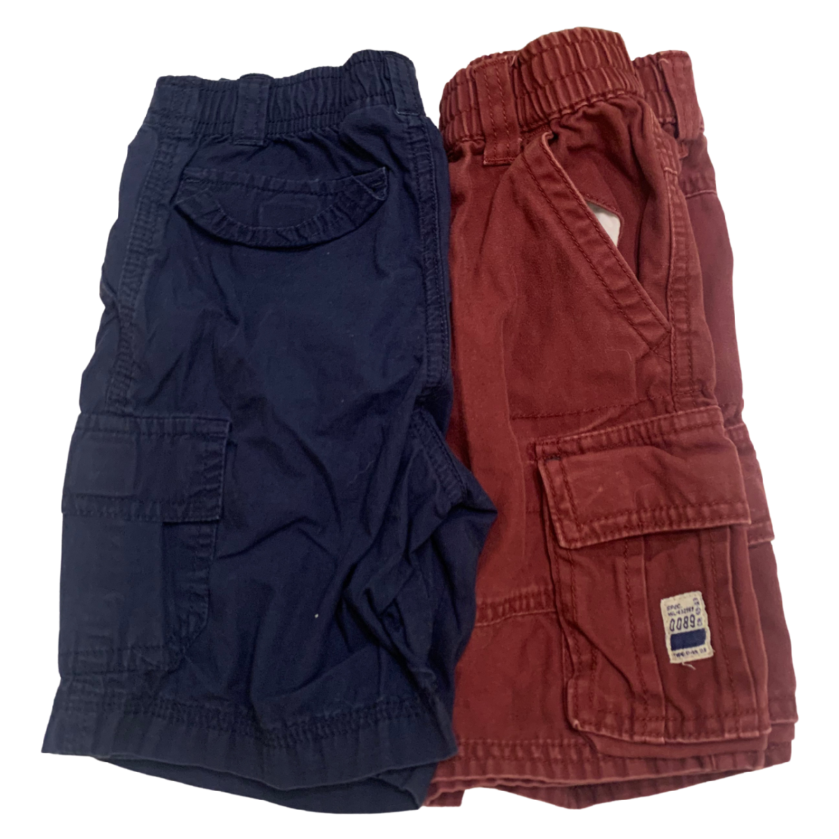 Lot of 2 Toddler Boys Shorts Size 3T Maroon & Navy Blue Elastic Adjustable Waist
