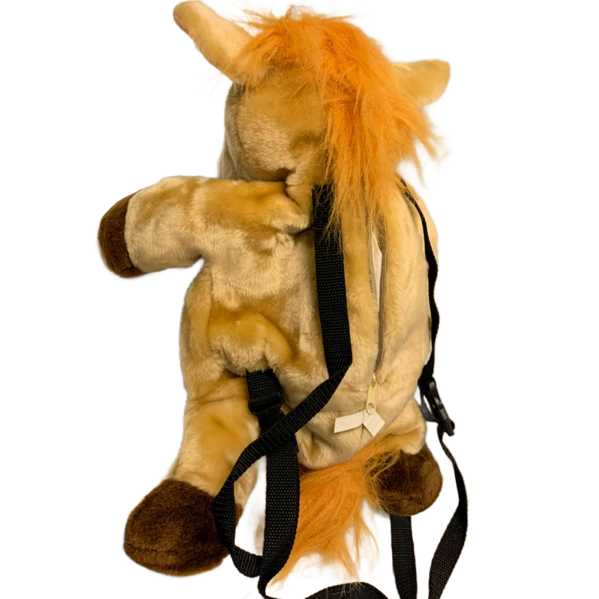 Small Plush Horse Pony Backpack Light Brown Zip Animal Toddler Bag Adjustable