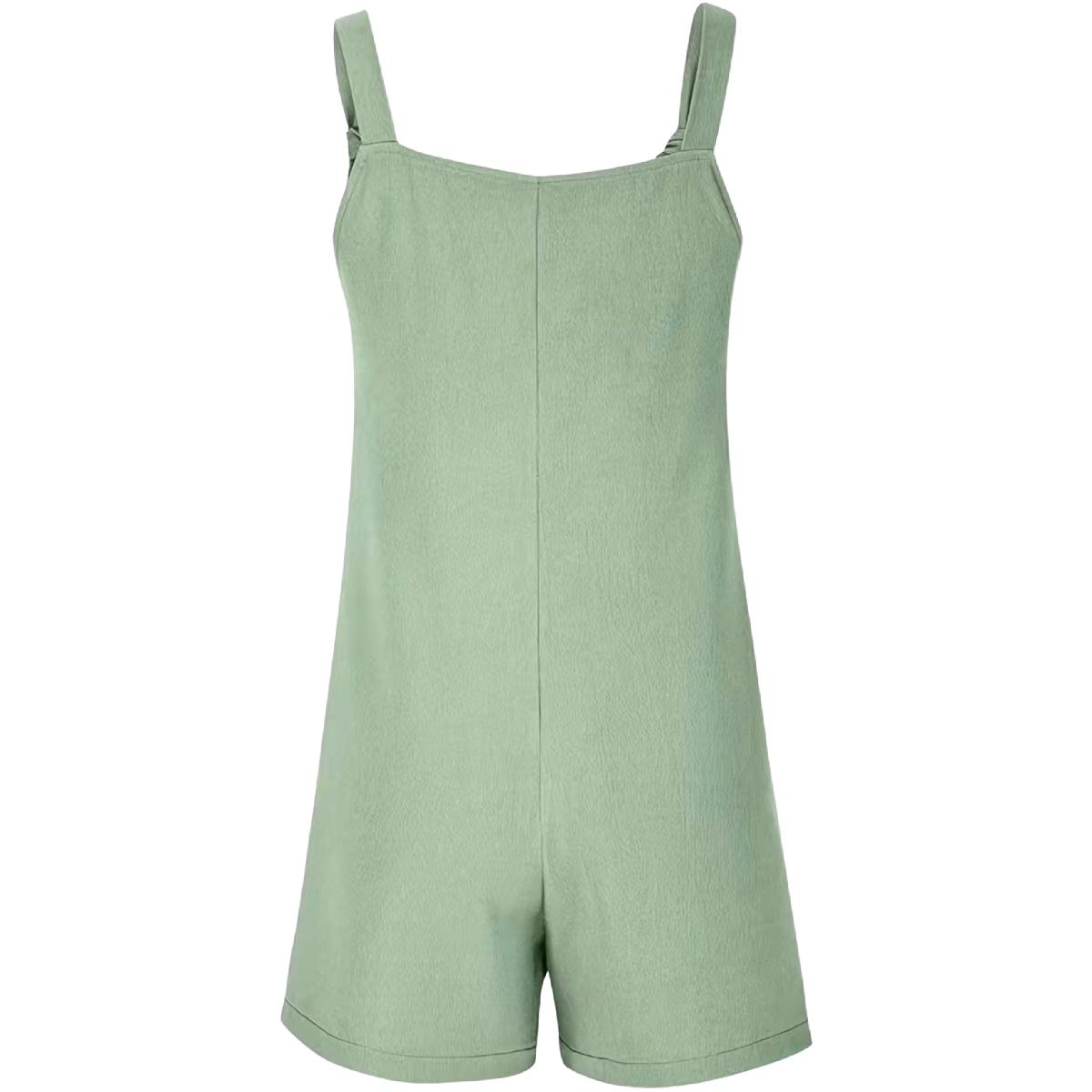 Textured Romper Jumpsuit Overalls In Light Green Adjustable Strap Pocket NEW