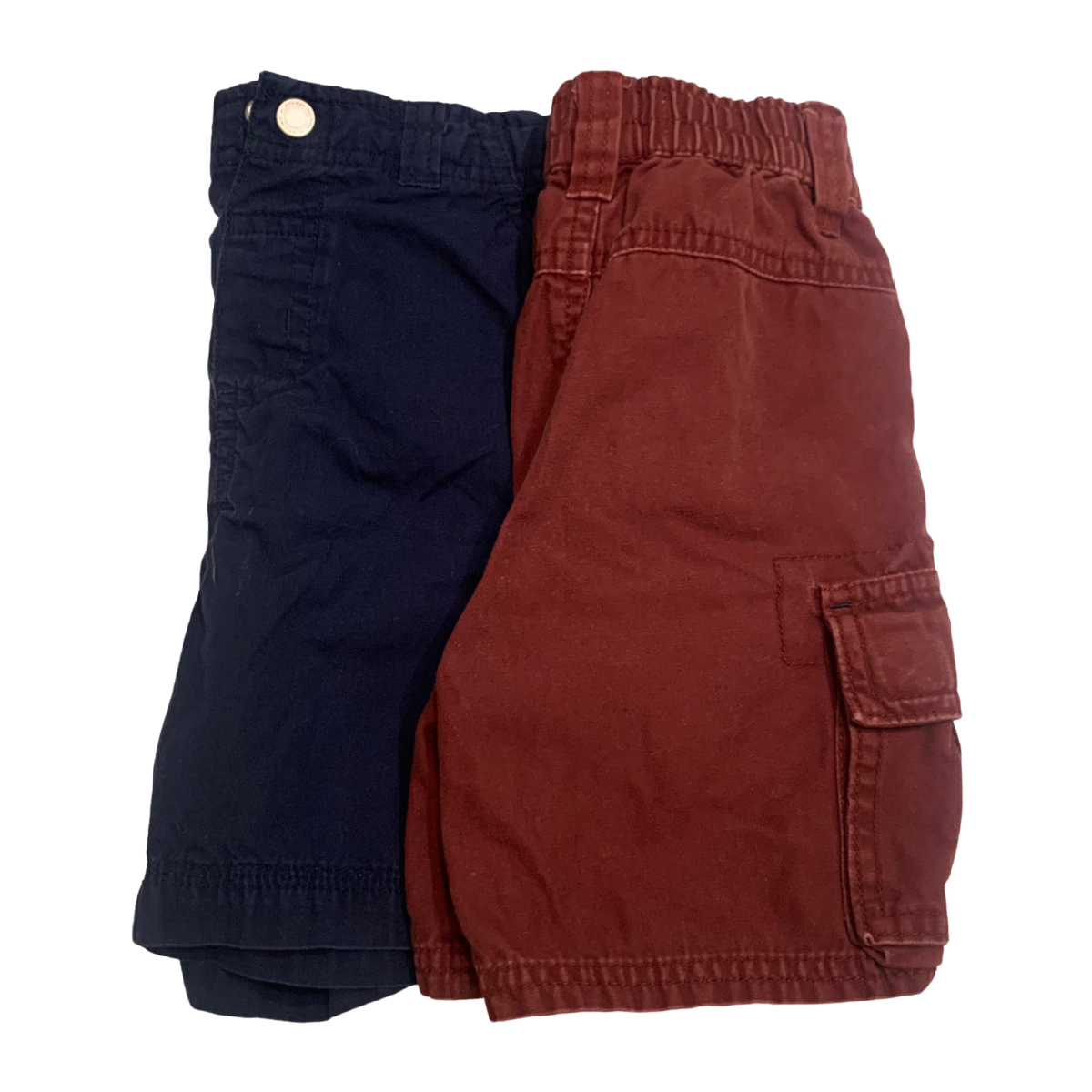 Lot of 2 Toddler Boys Shorts Size 3T Maroon & Navy Blue Elastic Adjustable Waist