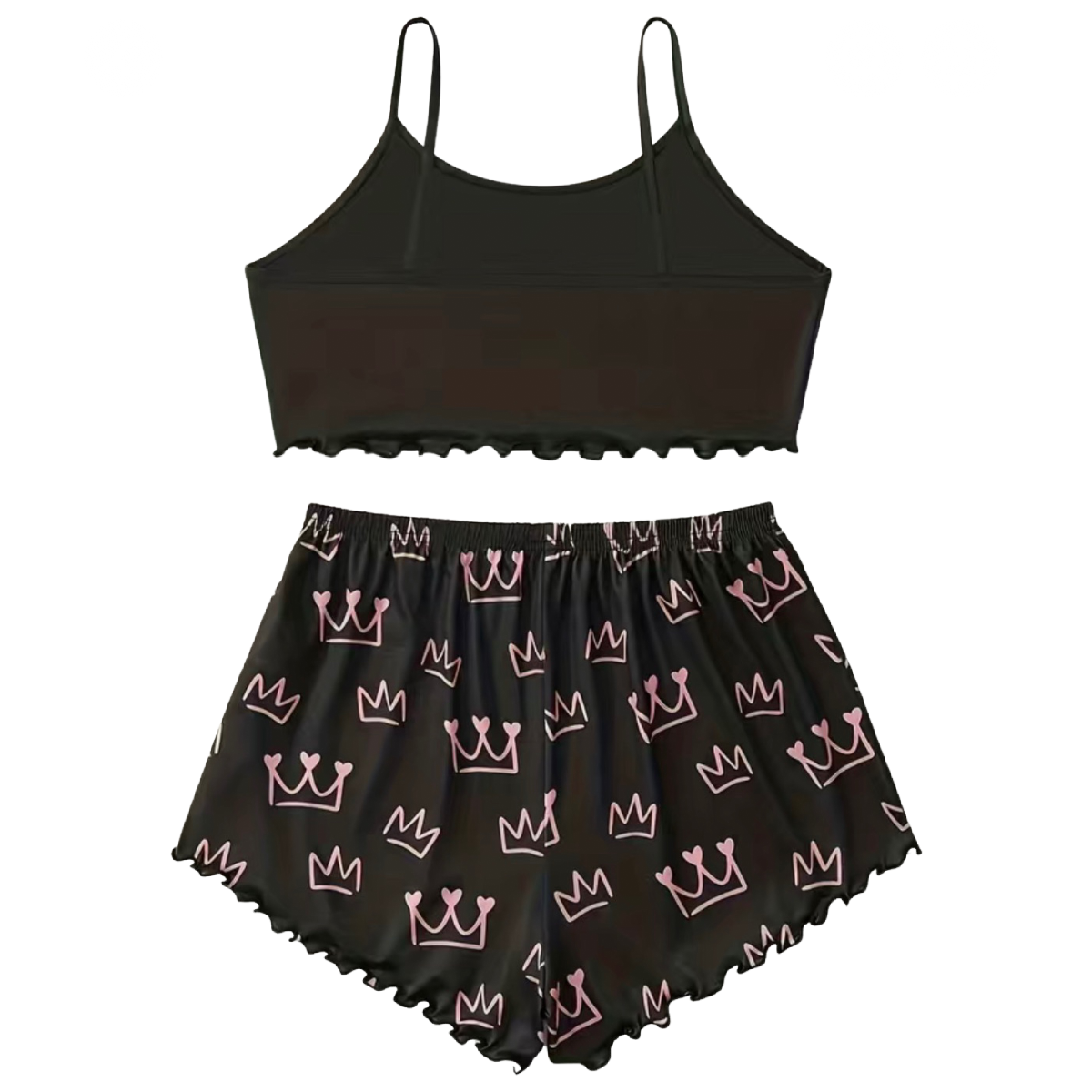 Princess Crown PJ 2 Pc Set Large 12 Women's Loungewear Pajamas Cami Top & Shorts