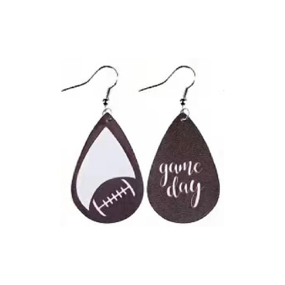 Football Rugby Faux Leather Dangle Earrings Sporty Team Support NEW