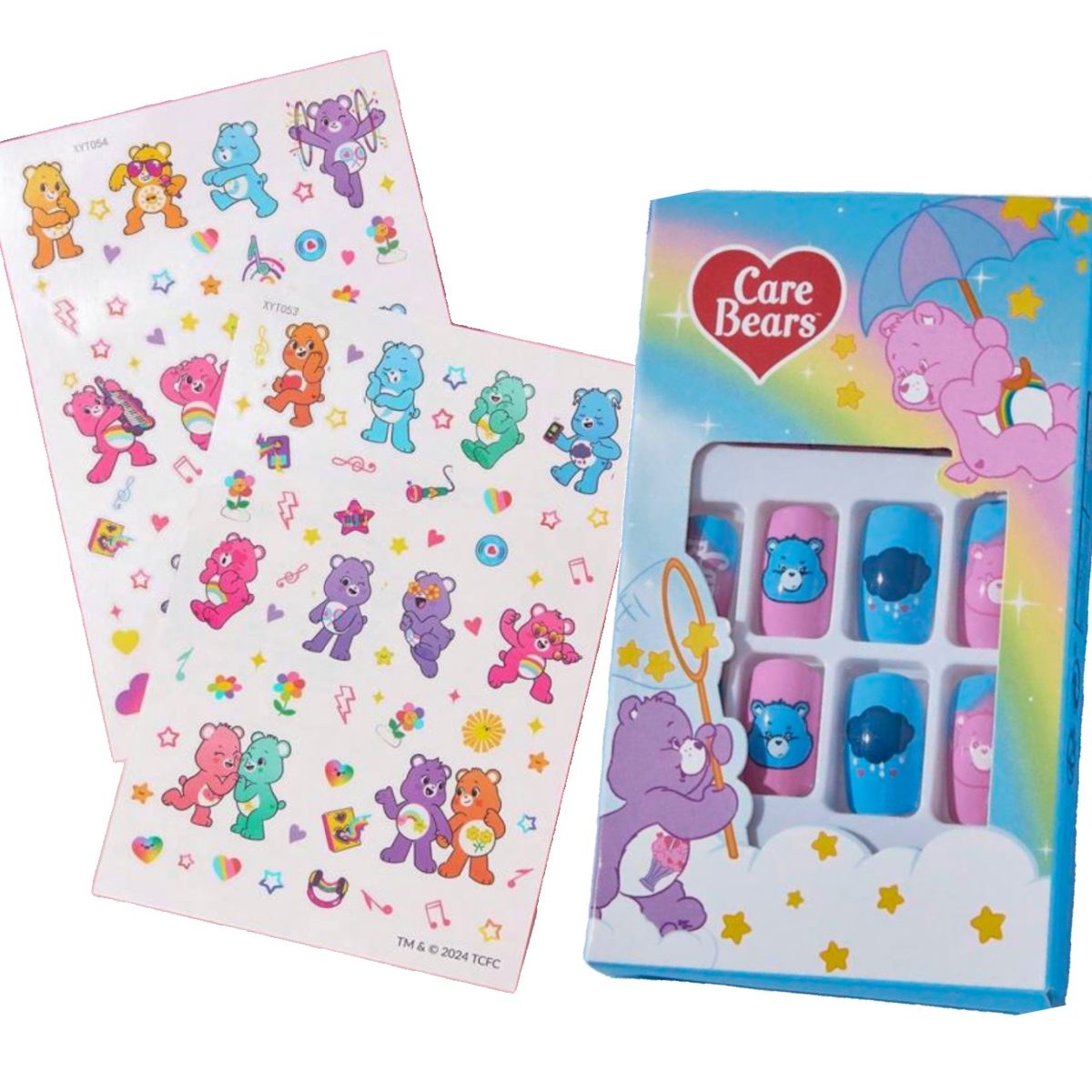 Care Bears Cartoon Fake Press On Nails & Body Temporary Tattoo Stickers New Lot