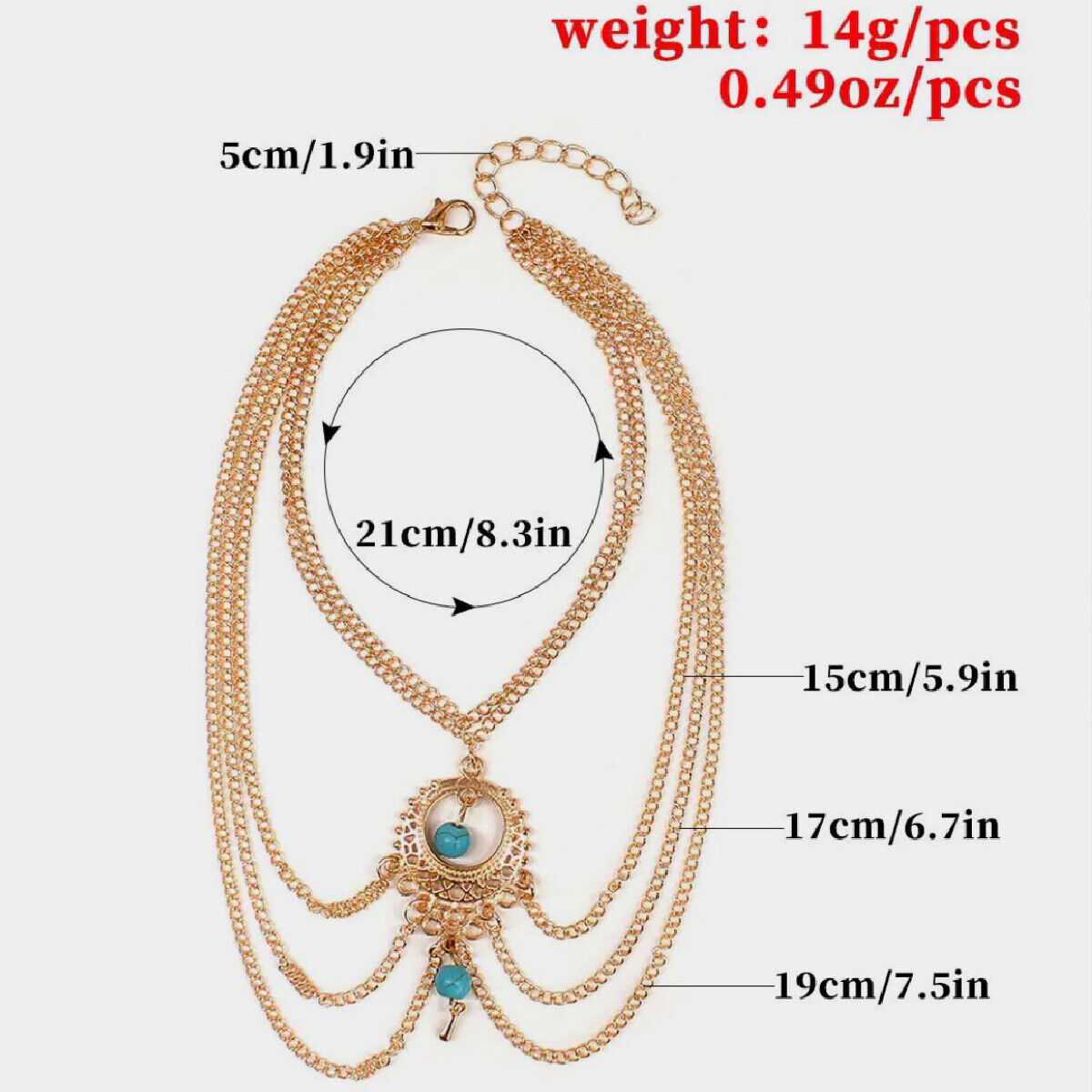 Turquoise Boho Geometric Hollow Anklet in Silver or Gold Tone NEW Foot Jewelry