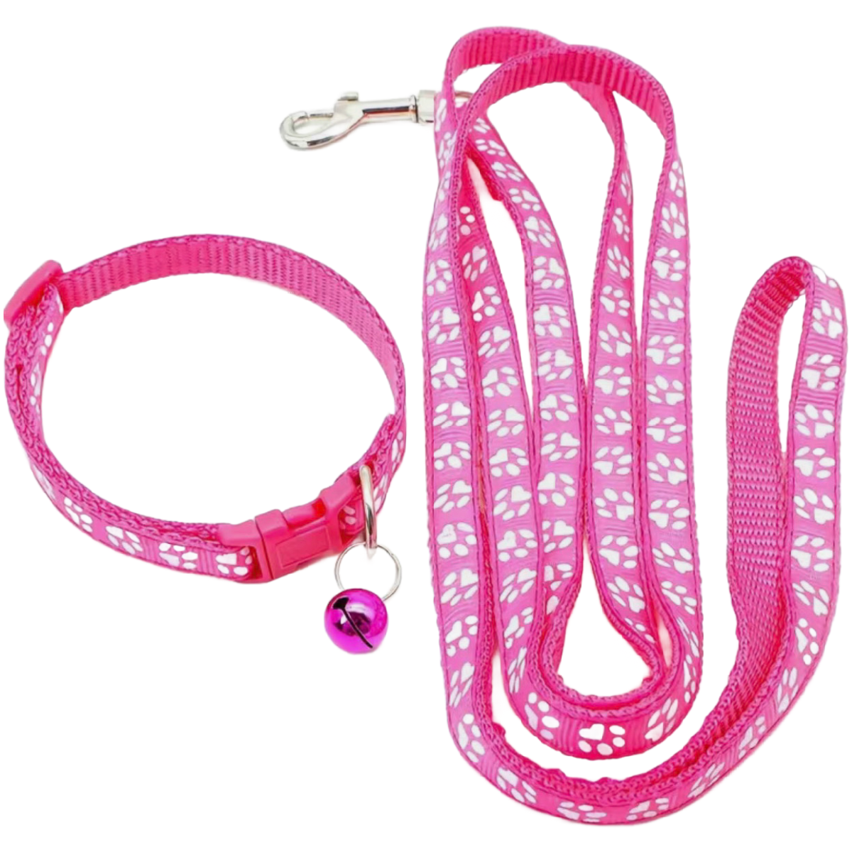 Pet Leash & Collar Combo Cat or Puppy Dog Paw Small 7.5"-12.5" Neck NEW 2pc Lot