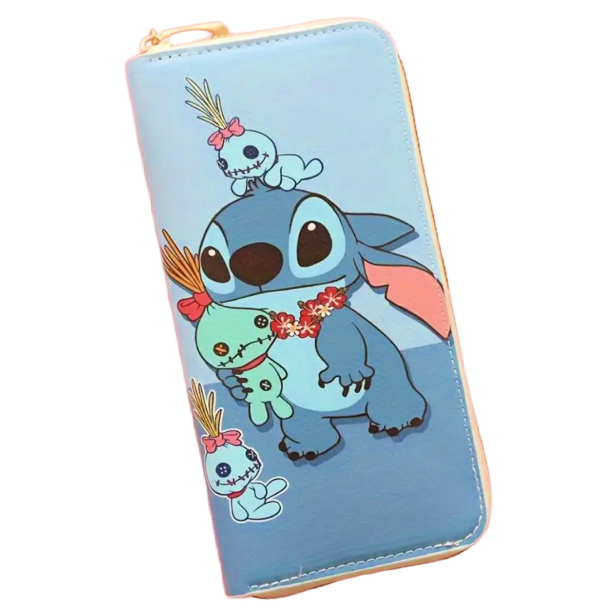 Stitch 7" Faux Leather Wallet Coin Zipper Pocket Bill Credit Card Slot