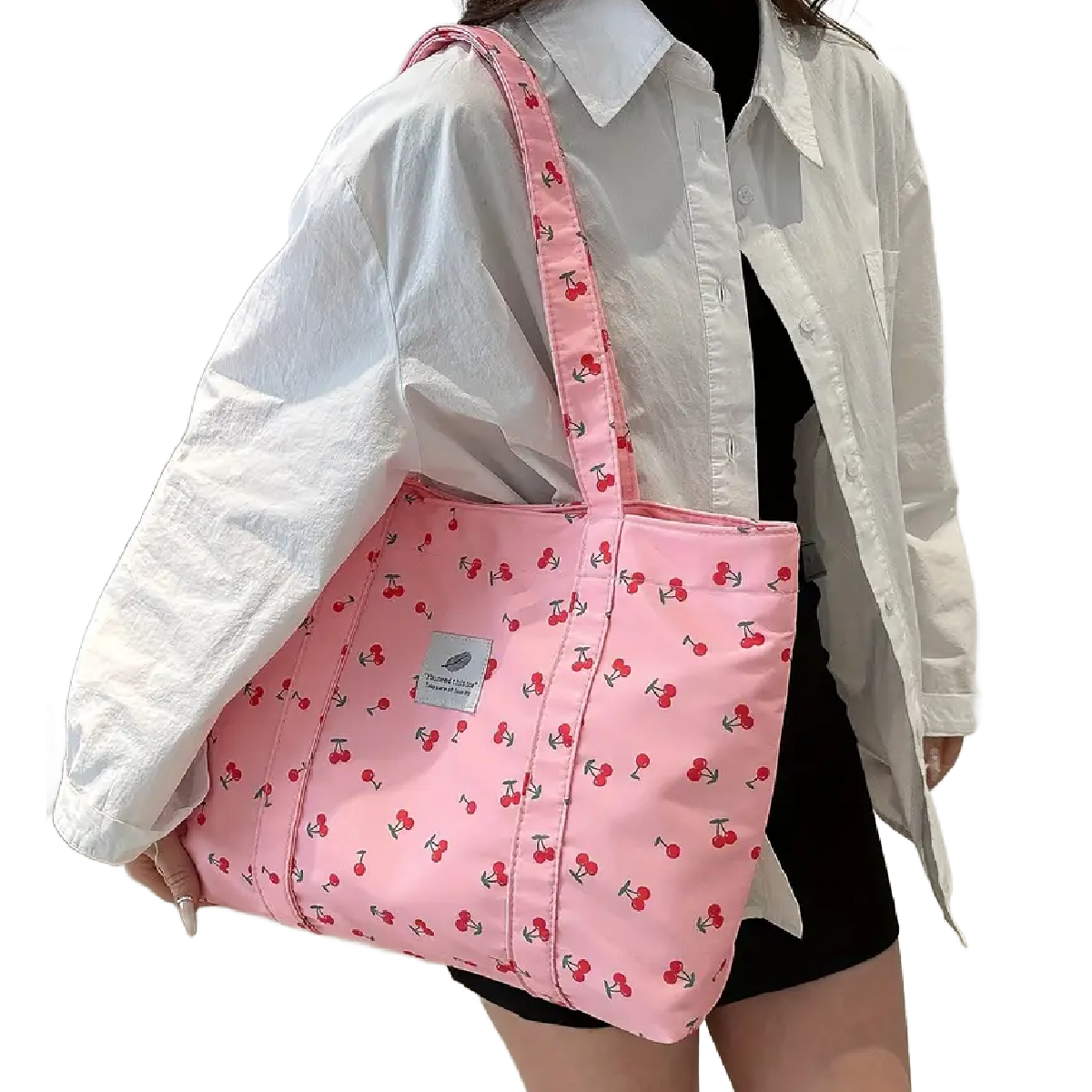 Cherry Tote Bag Magnetic Buckle Lightweight Foldable New