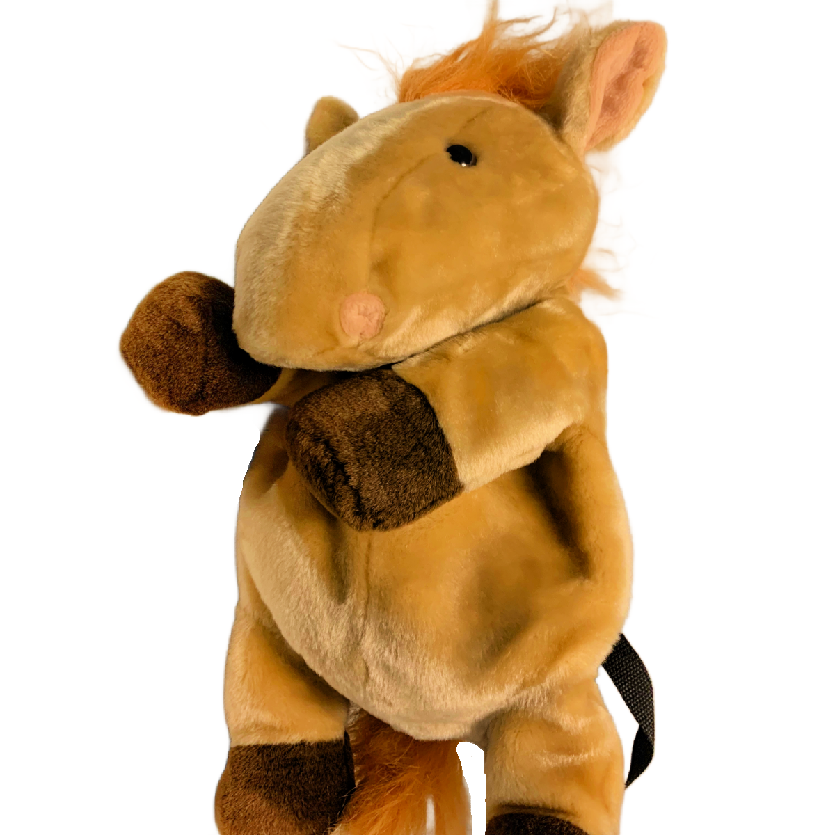 Small Plush Horse Pony Backpack Light Brown Zip Animal Toddler Bag Adjustable