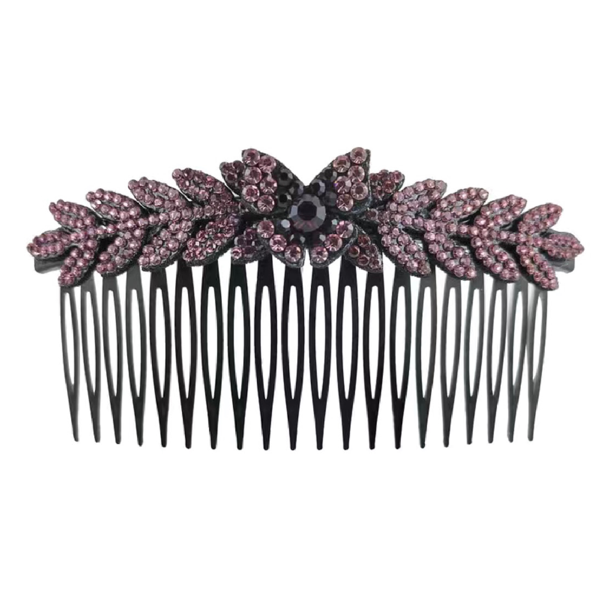 Butterfly Leaf Rhinestone Hair Side Comb Barrette Elegant Sparkling Accessory