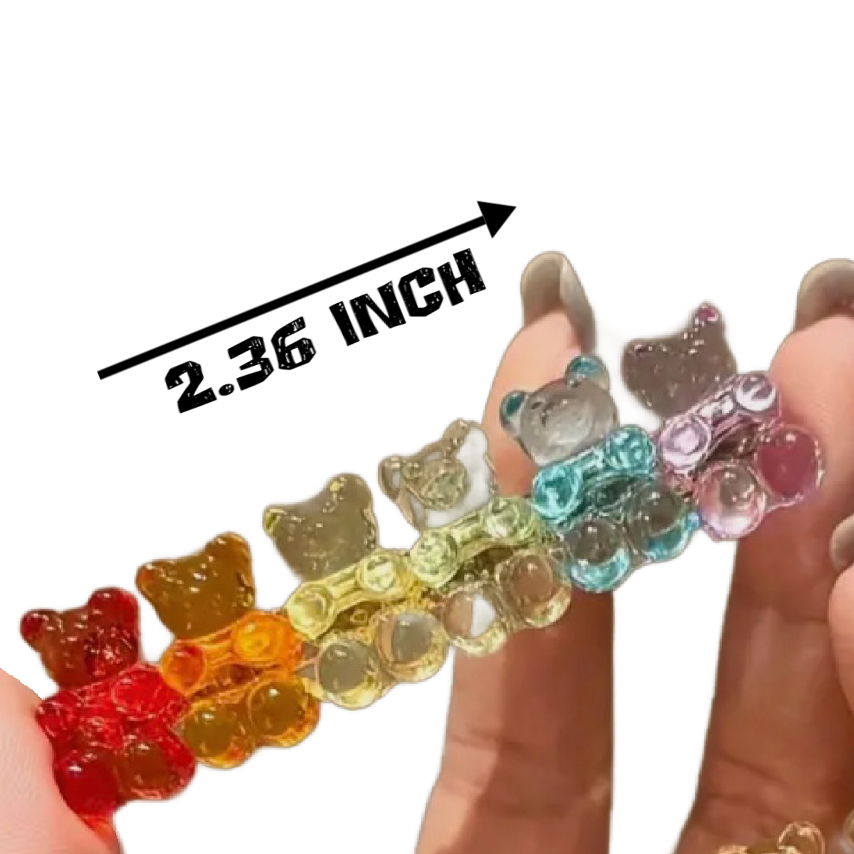 Rainbow Bear Hair Clip Candy Gummy Bears Colorful 2.36" Barrettes New
