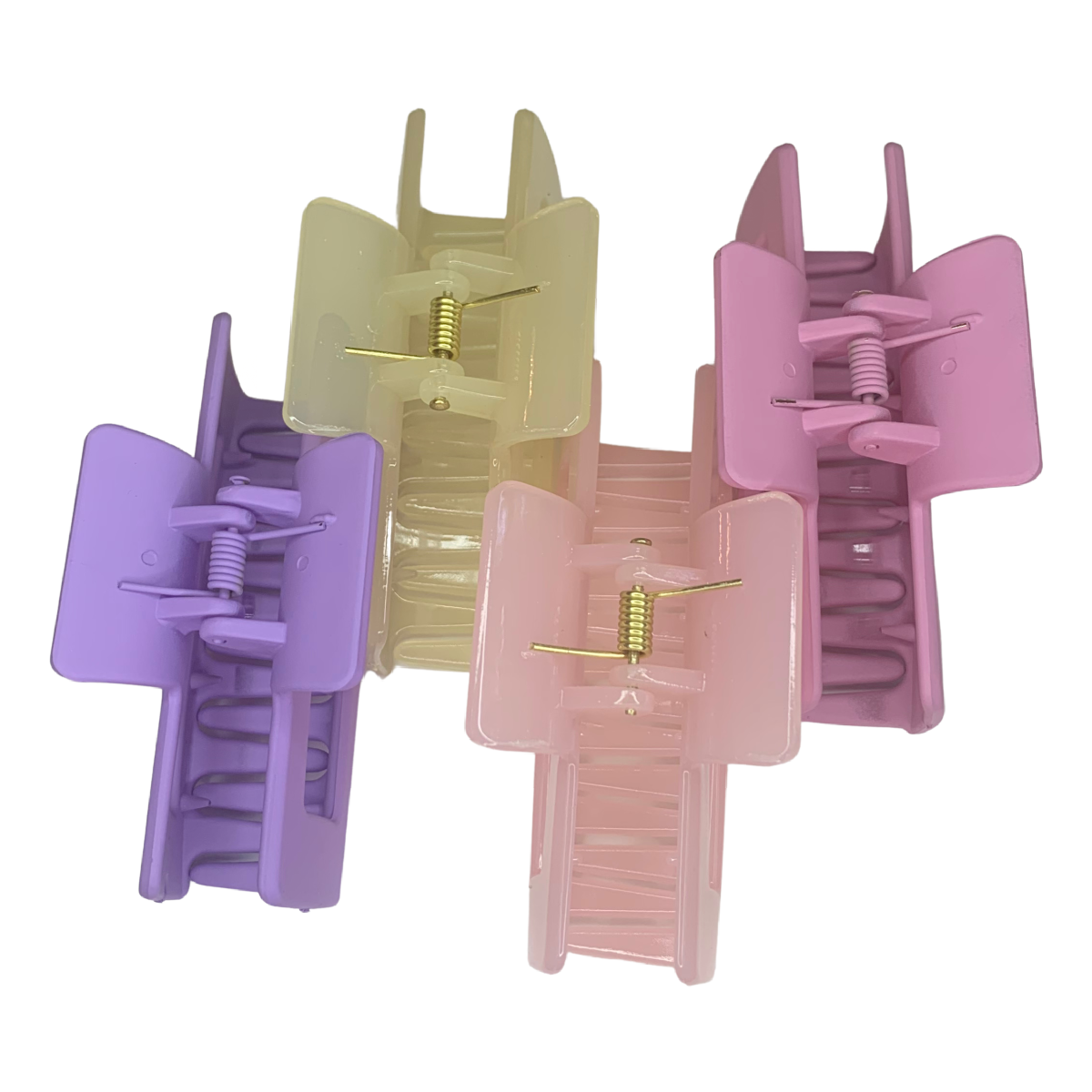 Lot of 4 Hair Claw Shark Clips Purple, Pink, Yellow Matte & Translucent NEW