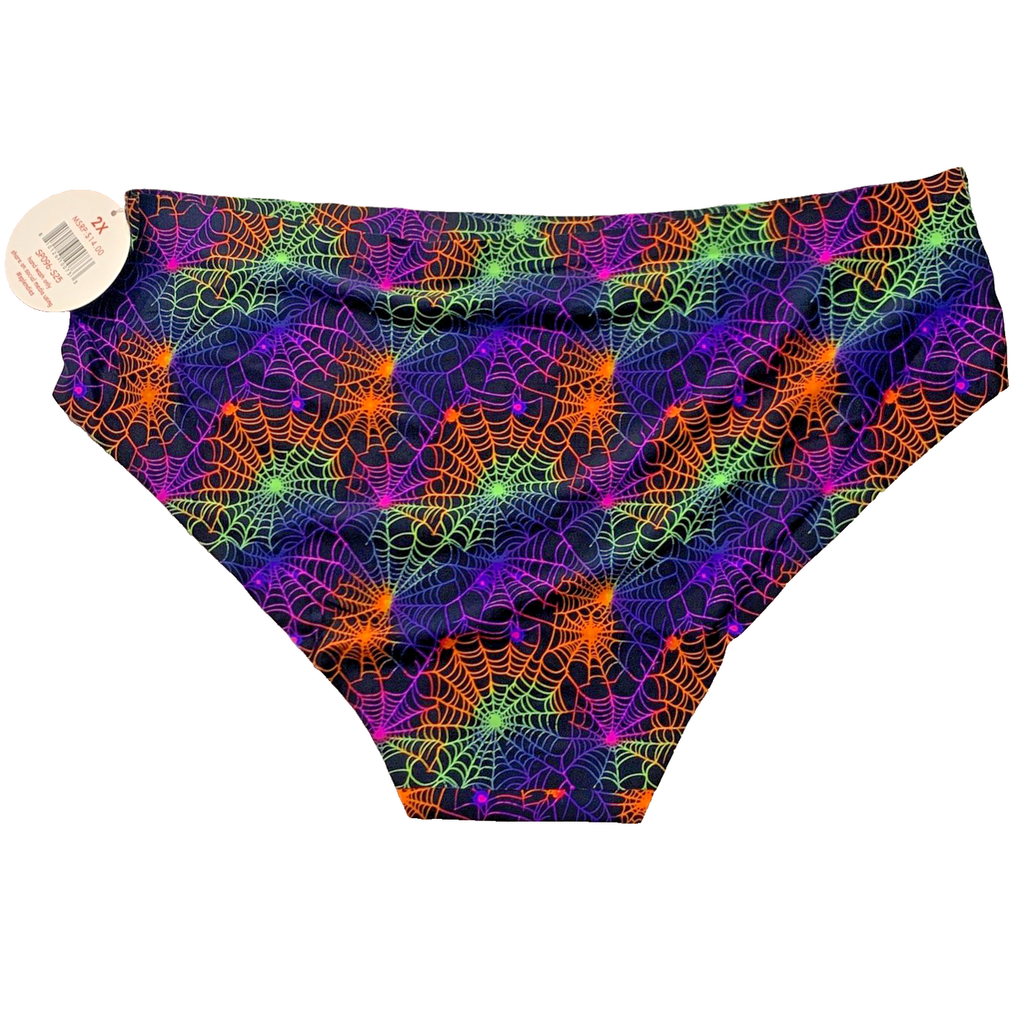 Splendies No Show Bikini Panties Psychedelic Spider Web Halloween Laser Cut