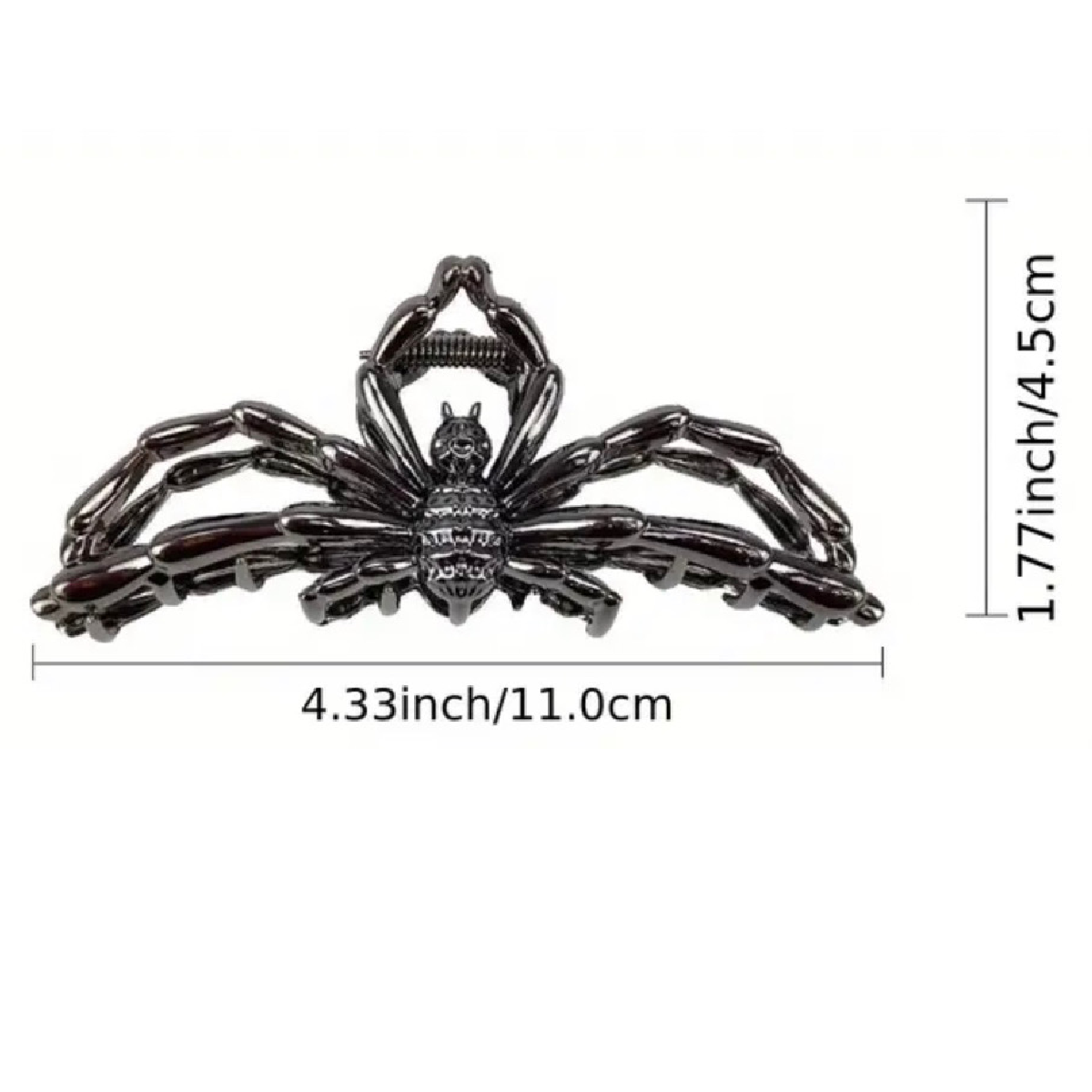 Hollow Black Spider Metallic Gunmetal Hair Claw Shark Clip 4.3" New Accessory