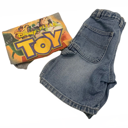 Disney Toy Story Boy Shirt and Nautica Cargo Denim Jean Shorts Size 4 Lot of 2