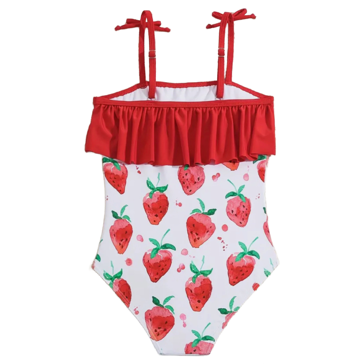 Strawberry Swimwear Bowknot Red Ruffle Bathing Swimsuit Adjustable Straps New