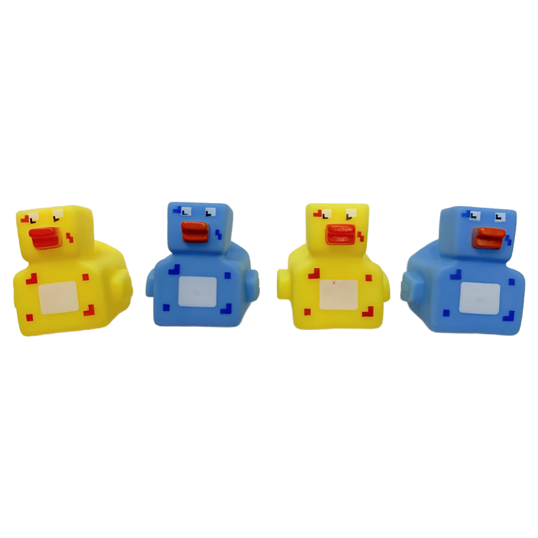 Lot of 4 MINECRAFT Square Duck Rubber Dash Ornament Chicken DuckDuck Jeep Toy
