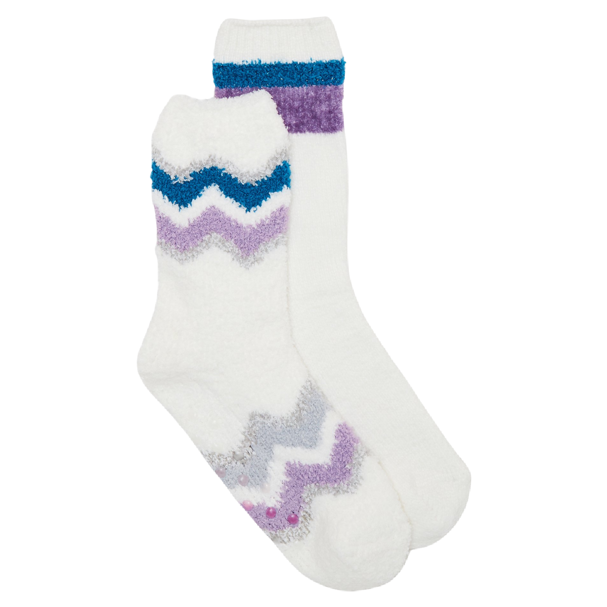 Joyspun Luxury Lounge Gripper Soft Socks 4pk Size 4-10 Purple Gray White New Lot