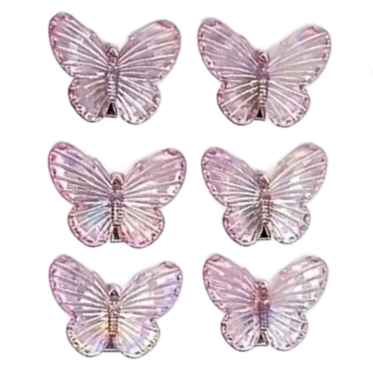 6pc Transparent Butterfly Alligator Hair Clips 1.5" Barrettes New Set Lot of 6