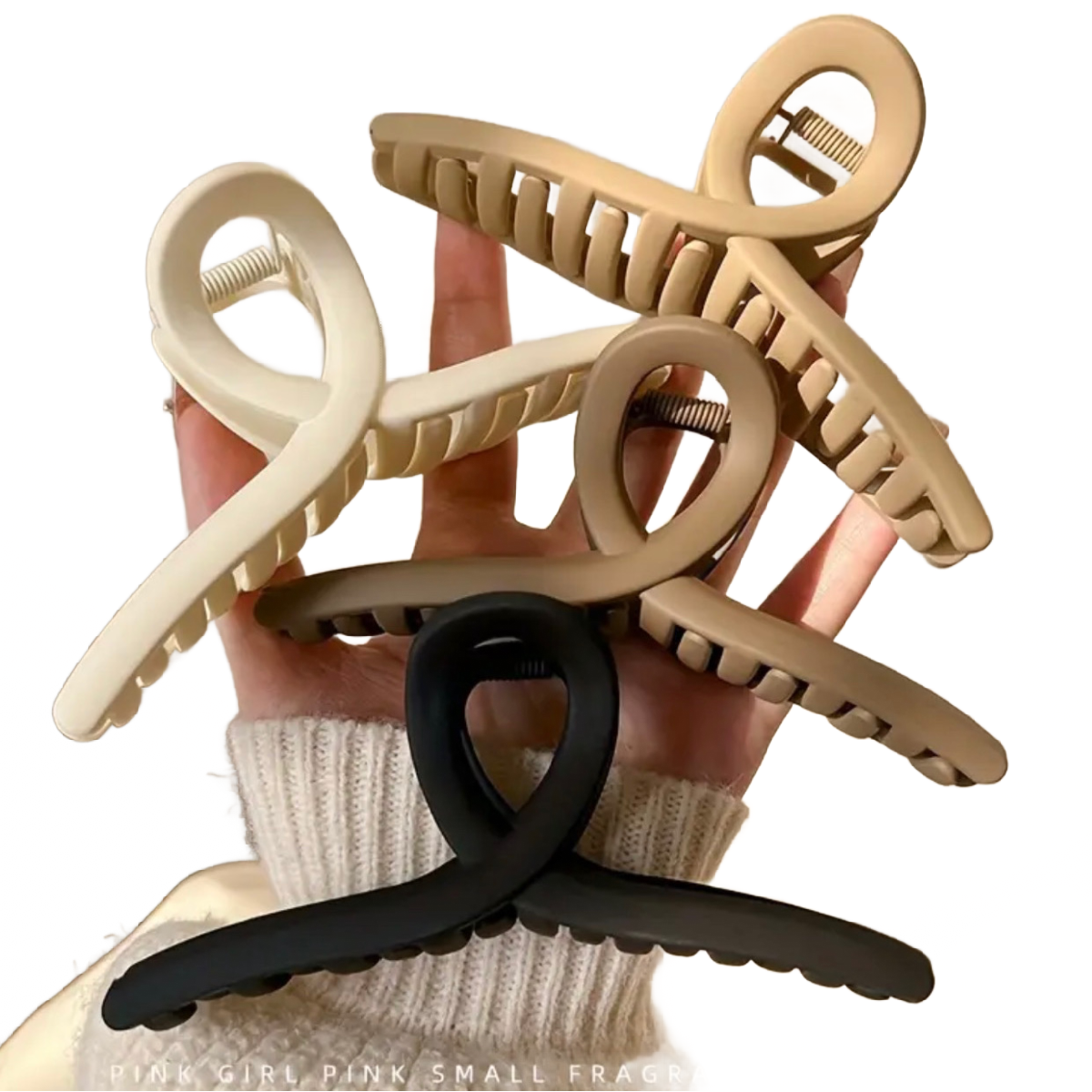 Lot of 4 Hair Claw Shark Clips Matte Coffee Brown, Beige, Black Opaque NEW