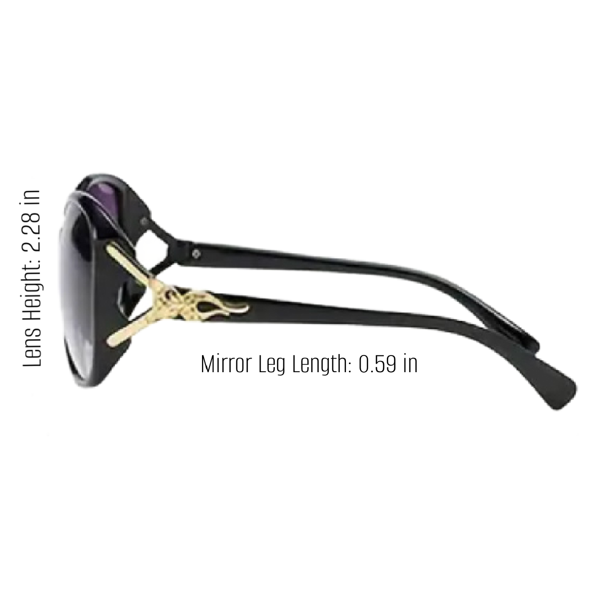 Women's Fashion Black Sunglasses With Gold Fox Head Purple Gradient New Shades