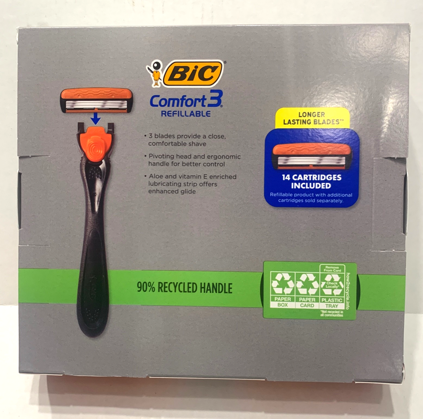 BIC Comfort 3 Refillable Men's Razor Set 14 Cartridges, 15-Piece Giftbox Set New