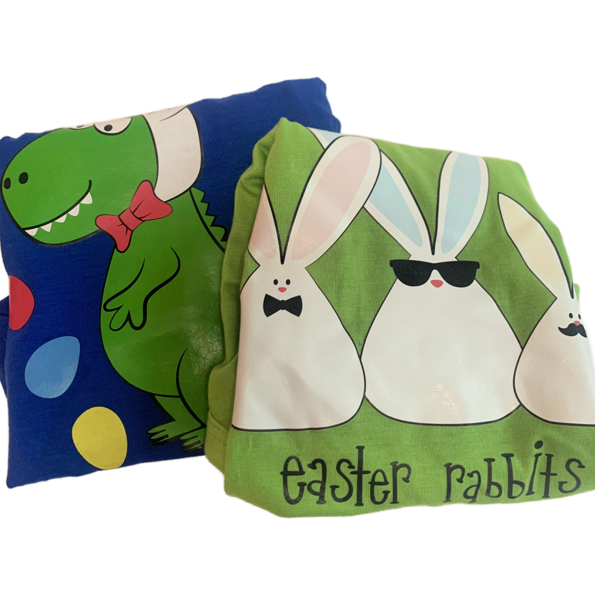 Pet Central Printed Dog Puppy Easter T-Shirts Lot of 2 Bunny Dino NEW