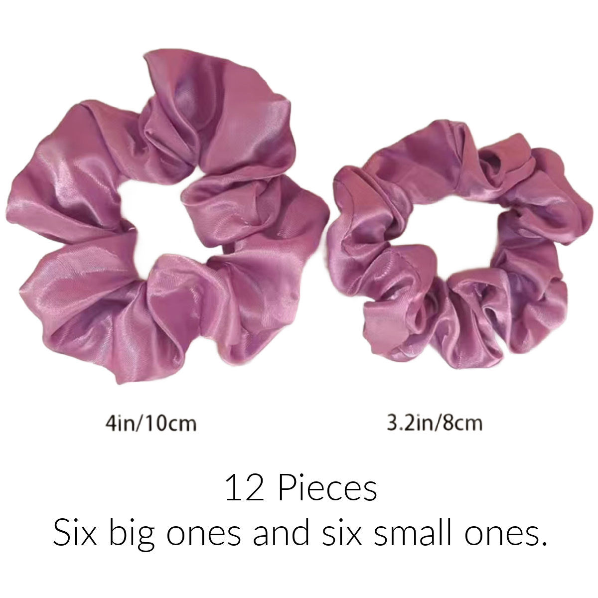 12pc Pink Satin Hair Scrunchies Elegant Comfortable Large & Small Ties Lot NEW