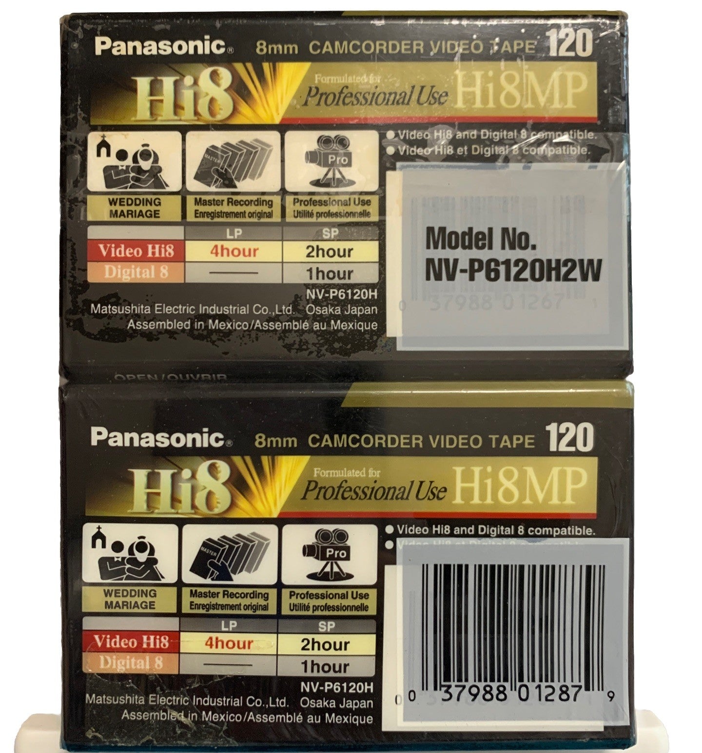Panasonic 2 Pack Hi8 MP 120 Professional Use 8mm Camcorder Video Tapes Sealed