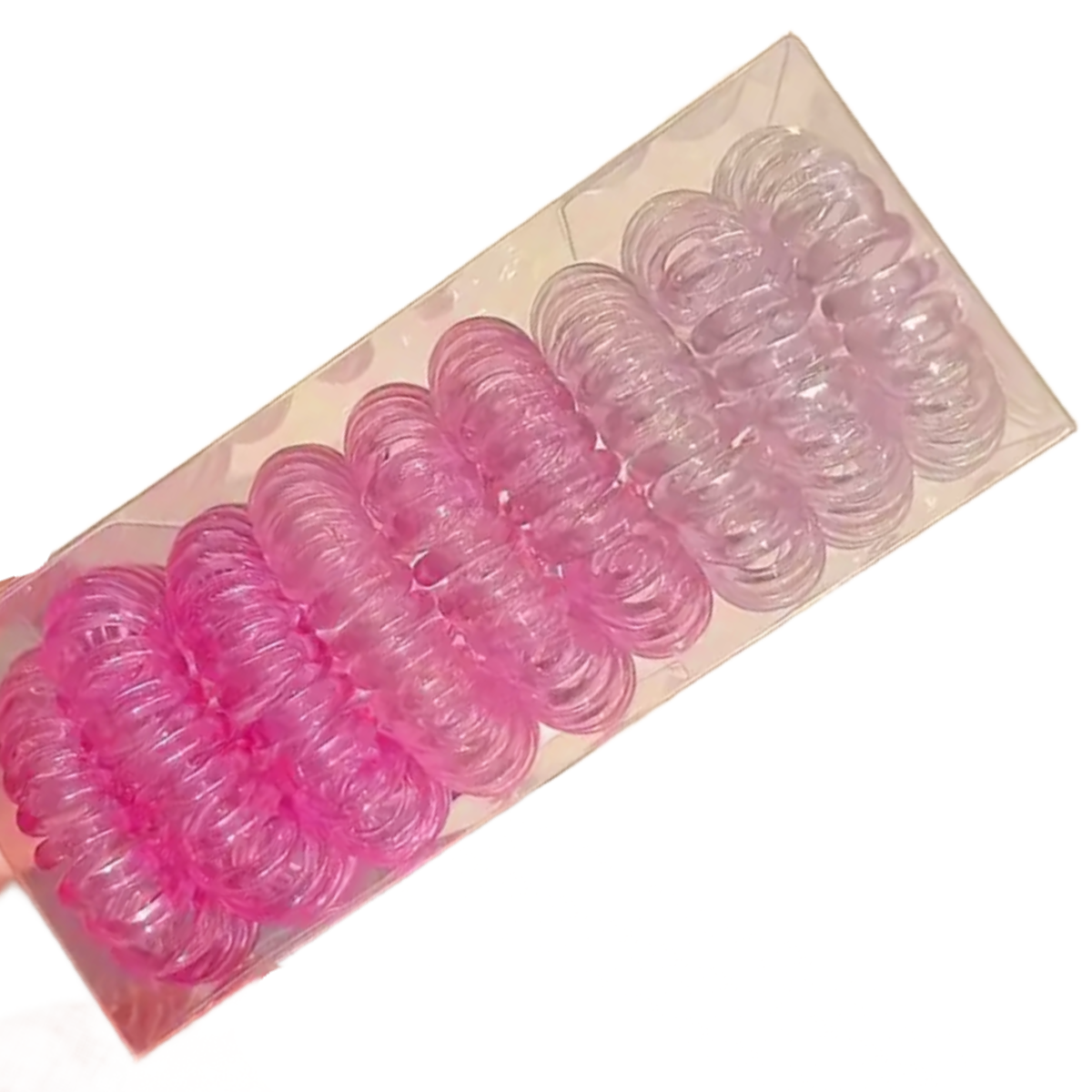 9pc Gradiant Pink Spiral Hair Elastic Ties Telephone Line Shaped Non Slip New