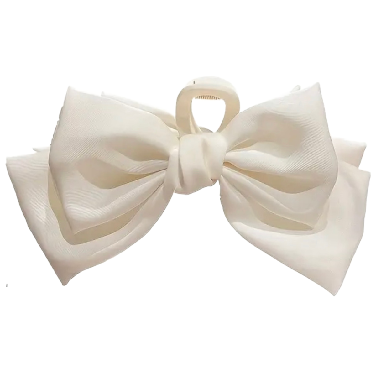 Cream Satin Ribbon Bowknot Hair Claw Shark Clip Large 5.9" New Neutral Accessory