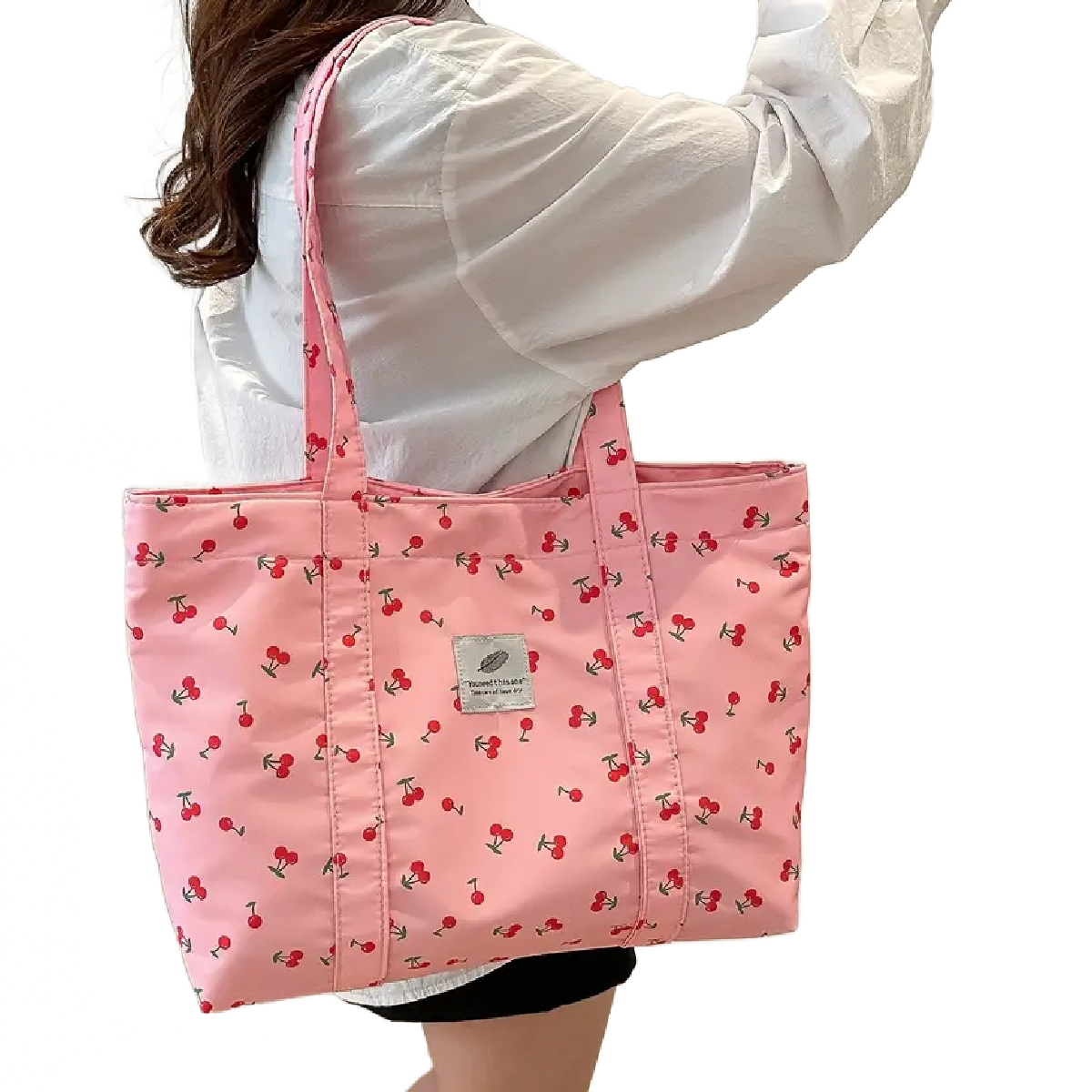 Cherry Tote Bag Magnetic Buckle Lightweight Foldable New