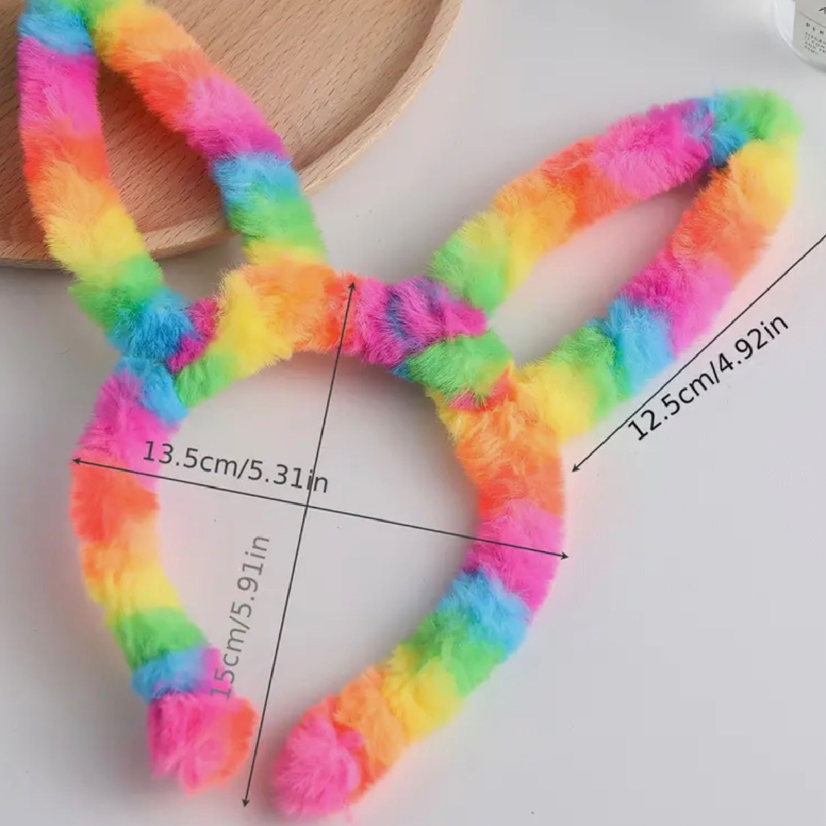 1 Piece Cute Faux Fur Rainbow Colorful Bunny Rabbit Ear Hair Band Adult, Kid New