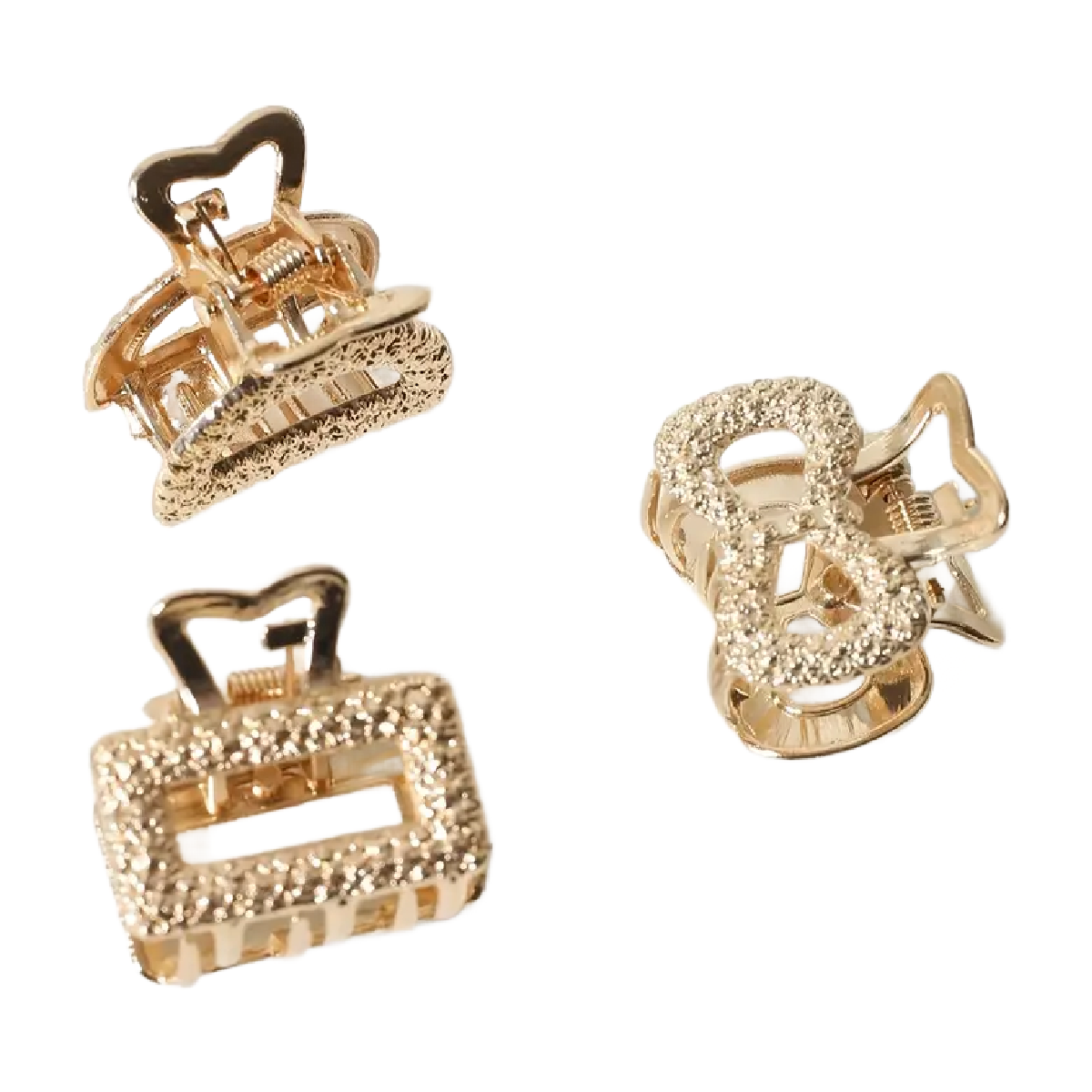 Mini Hollow Shark Hair Claws Clips Gold Accessories NEW Lot of 6 Princess Set