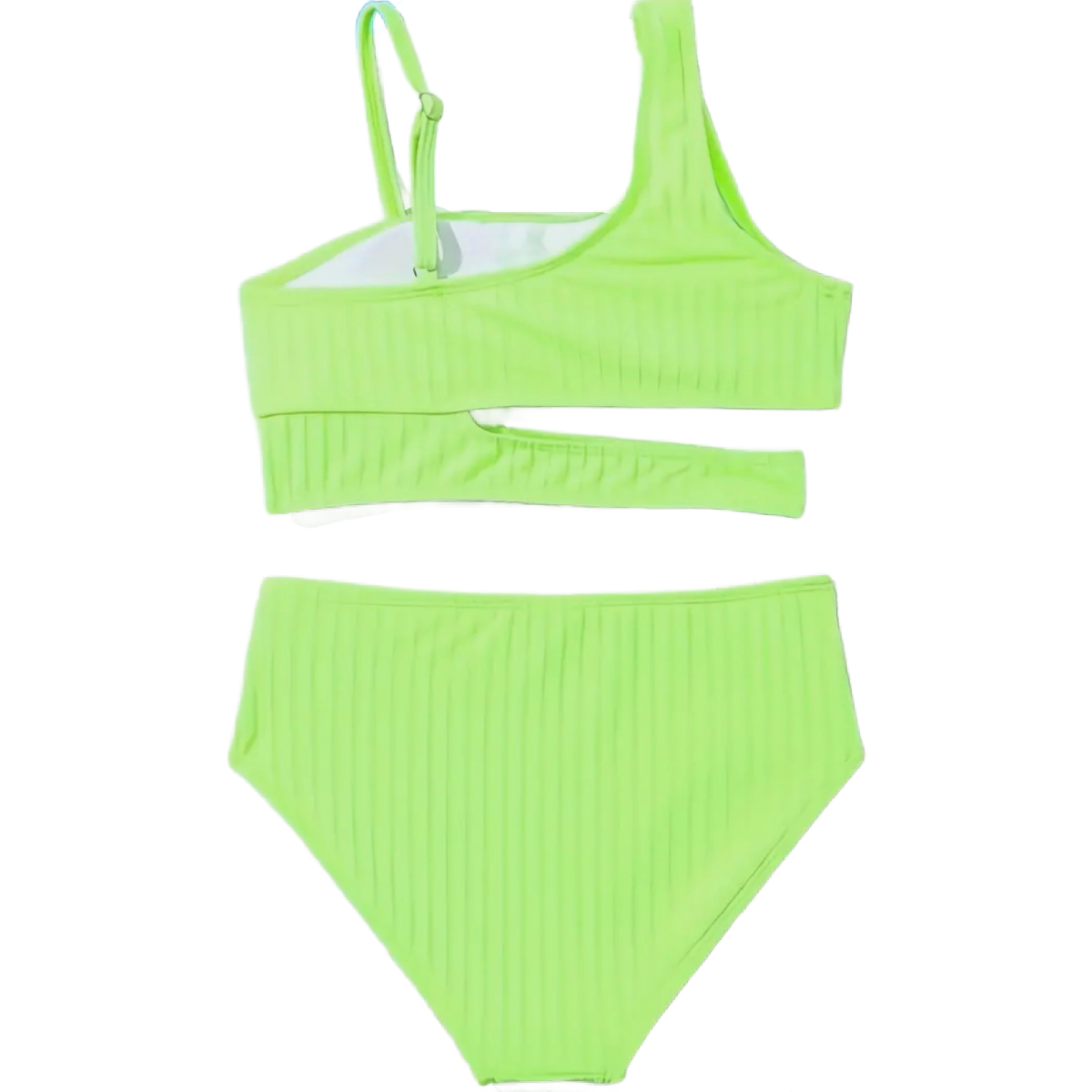 Asymmetrical Bikini 2pc Fluorescent Swimsuit Cut Out Top & Bottom Swimwear New