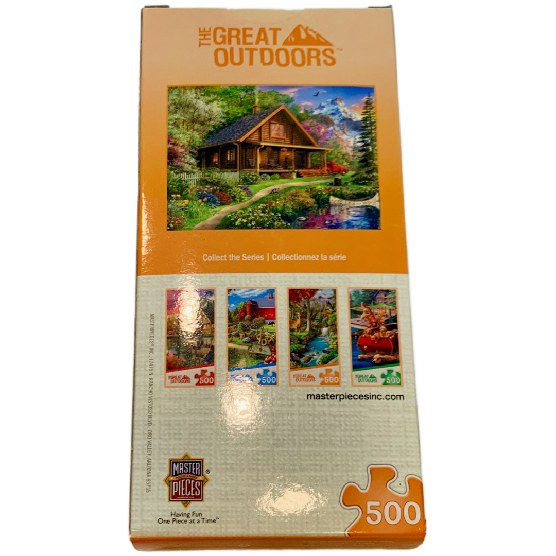 Masterpieces Space Saver Jigsaw Puzzle; Mountain Retreat; 500 pieces