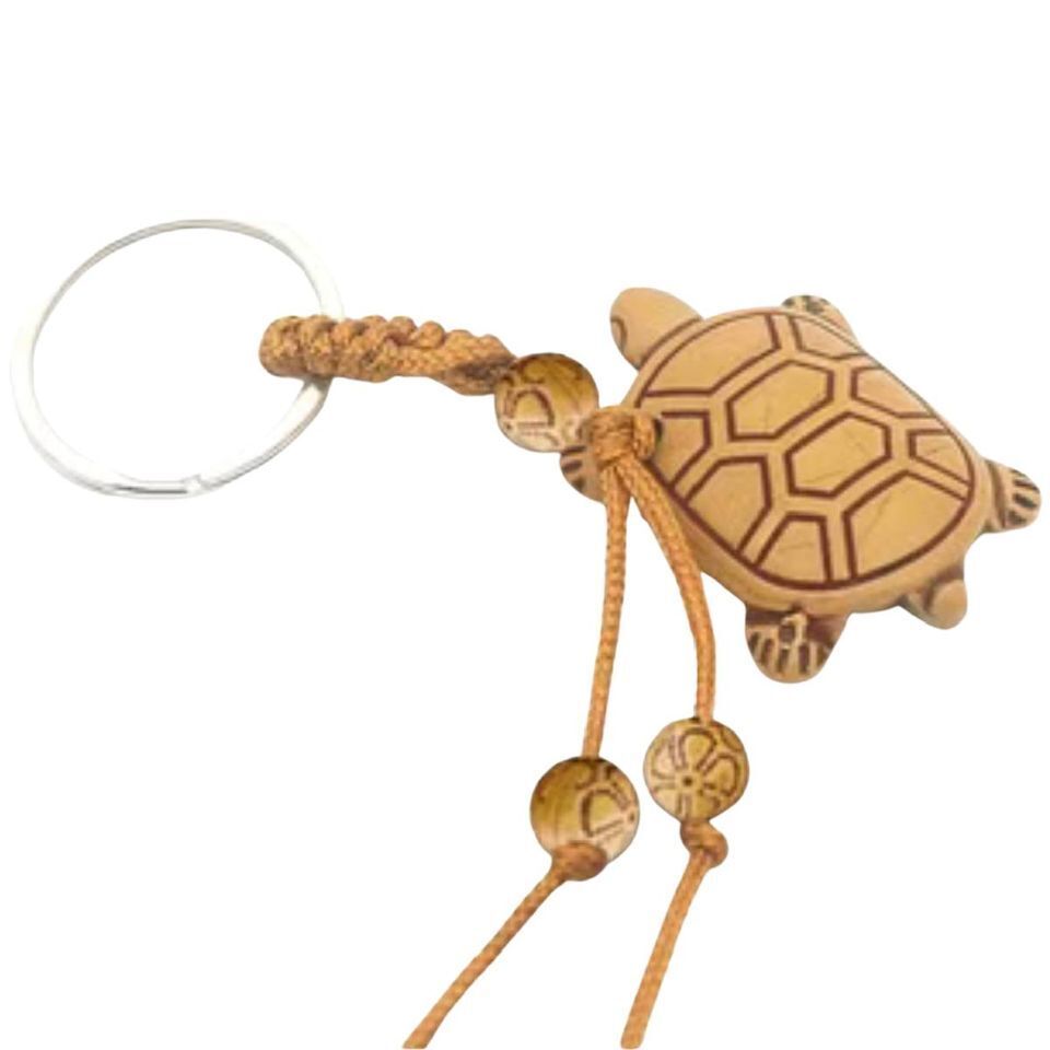 Polyresin Turtle Keychain Lucky Carved Animal Key Ring NEW