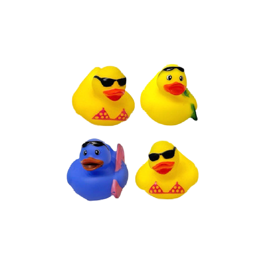 4 Beach Surfer Bikini Summer Rubber Duck Dash Ornament 2" Duckie Jeep Toy Lot