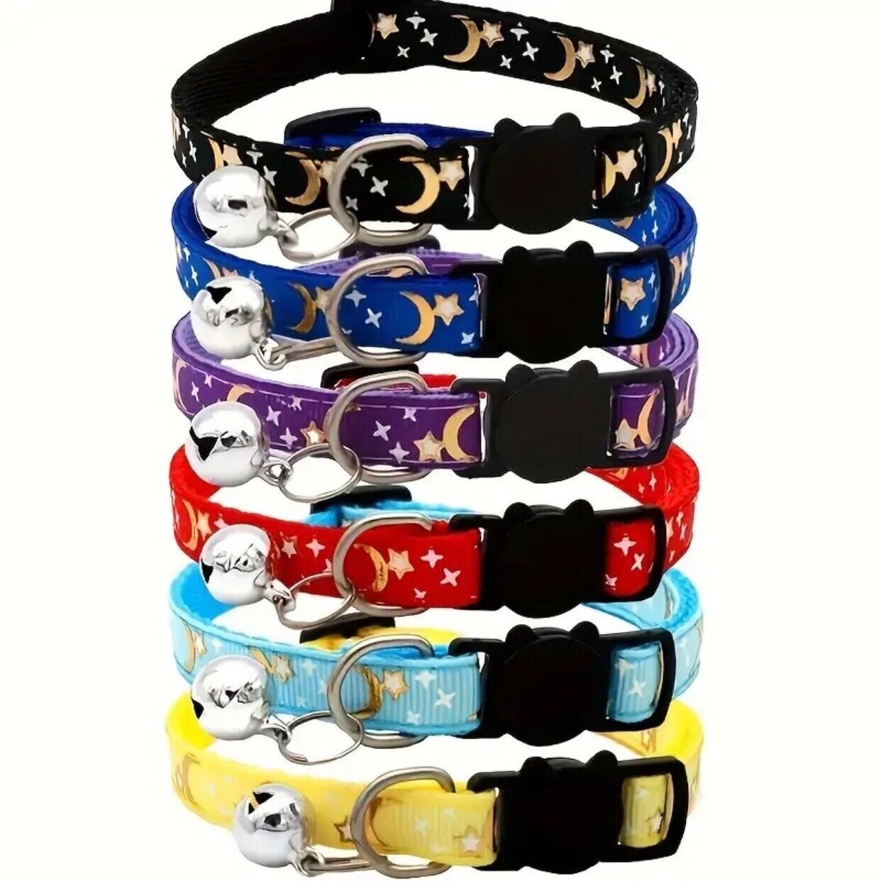 Moon Star Astrology Cat Dog Breakaway Collar Bell Adjustable Night Sky NEW