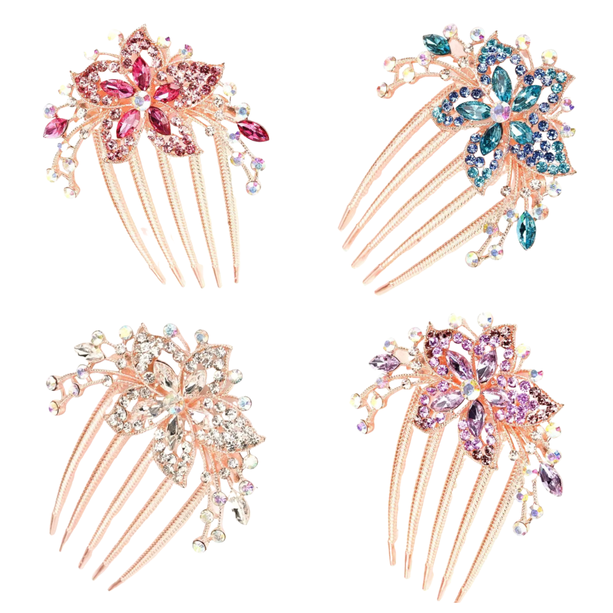 Rhinestone Star Flower Hair Large Comb Barrette Pin Luxury Hair Accessory NEW